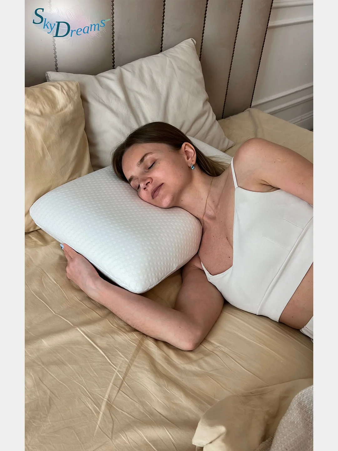 SkyDreams Ортопедическая подушка CLASSIC с эффектом памяти, трикотаж п/э, 60х40х14 см