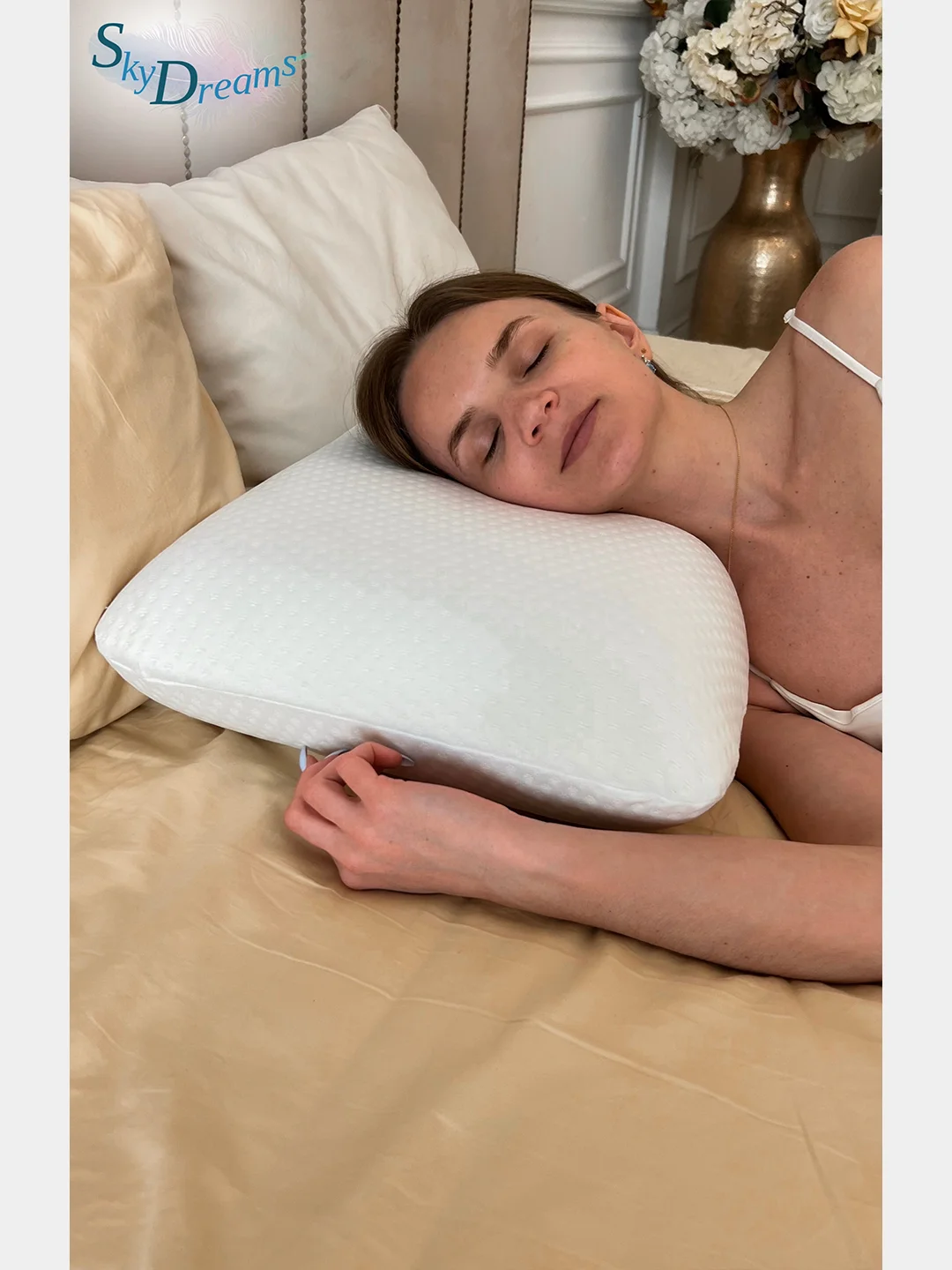 SkyDreams Ортопедическая подушка CLASSIC с эффектом памяти, трикотаж п/э, 60х40х14 см