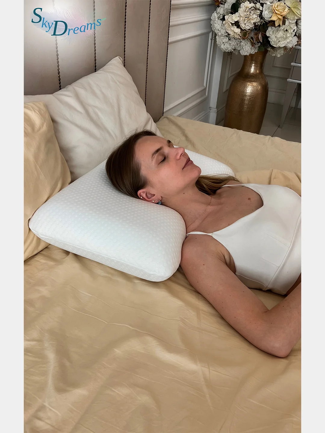 SkyDreams Ортопедическая подушка CLASSIC с эффектом памяти, трикотаж п/э, 60х40х14 см