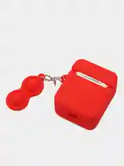 Желтый чехол для беспроводных наушников Airpods 1/2, силиконовый с карабином