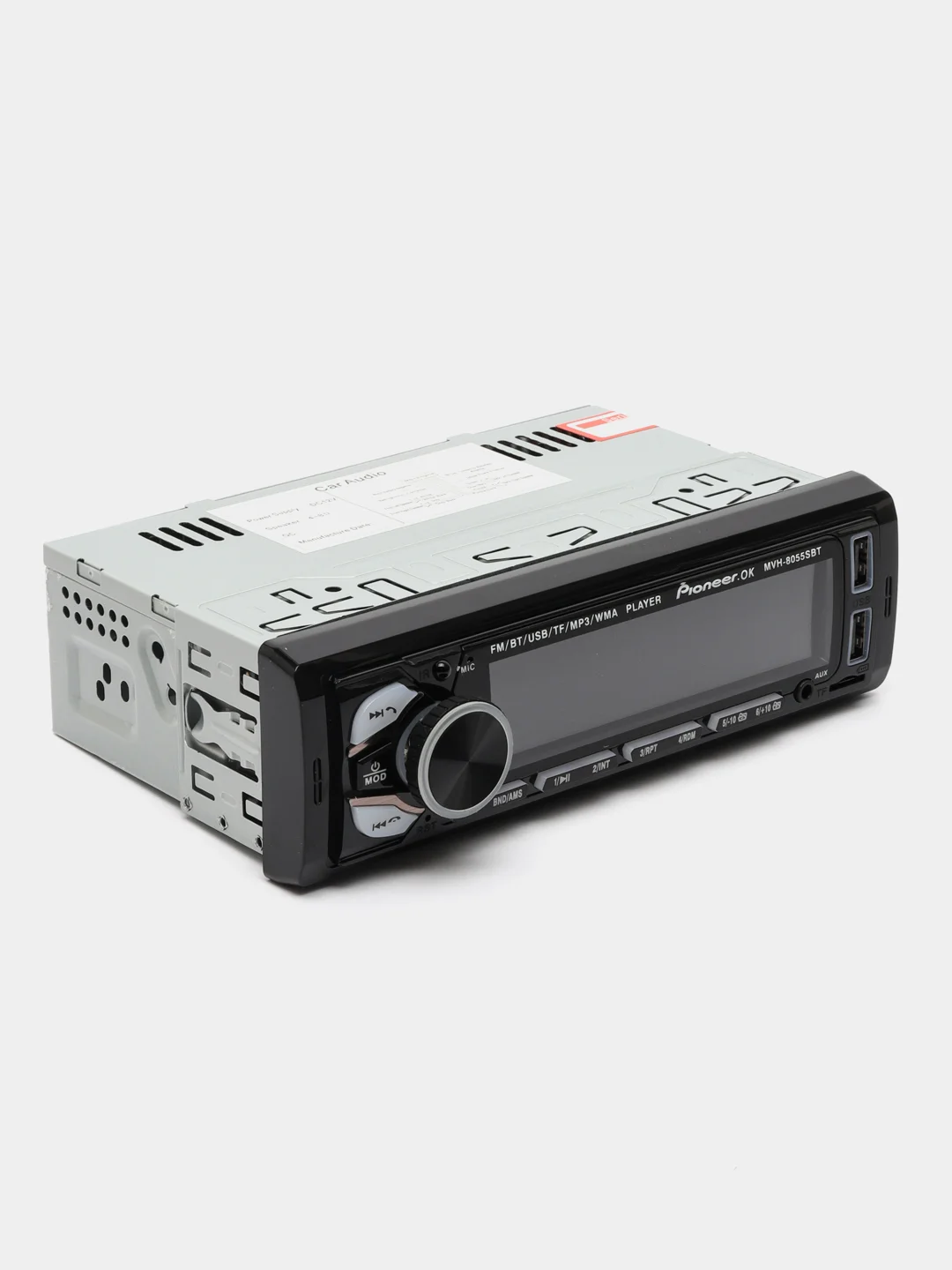 Красный автомагнитола Pioneer 1 DIN для авто - с поддержкой (Bluetooth/USB/AUX/FM)
