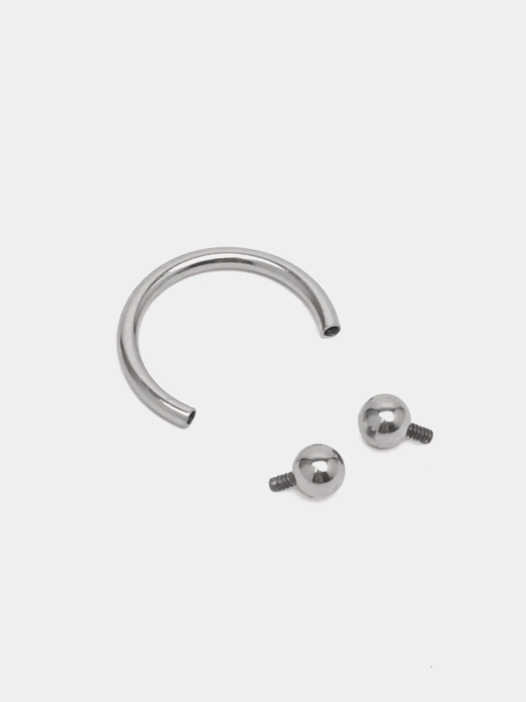 Серебряный пирсинг циркуляр септум полукруглый из титана "TITANIUM" для носа, уха, брови, губы