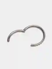 Серебряный кольцо-кликер для пирсинга, из титана, со стразами, серия "TITANIUM", для носа, уха
