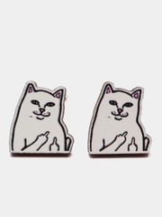 Серьги-пусеты деревянные по мему "Кот с факом Lord Nermal"