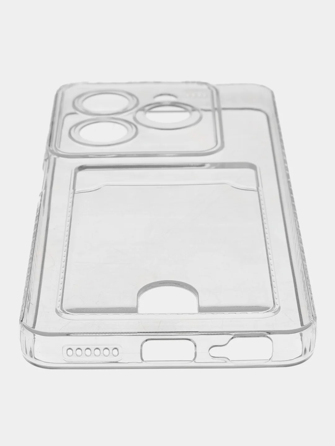 Прозрачный чехол для Tecno Spark GO 2024 / 20 / 20C, Техно Спарк Го прозрачный с карманом для карты