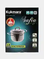 Кастрюля нержавейка линия "SAFIA", KUKMARA, 1,8 л, диаметр: 16 cм, стеклянная крышка