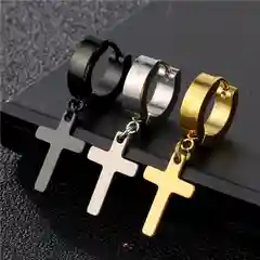 Серьги кресты бижутерия, висячие, унисекс, крестики