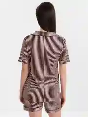 Черный пижама женская, с шортами и рубашкой, 4 принта