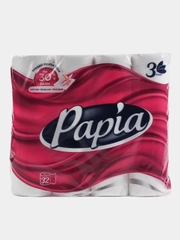 Туалетная бумага трехслойная Papia с экстрактом хлопка, 32 рулона, 3 слоя