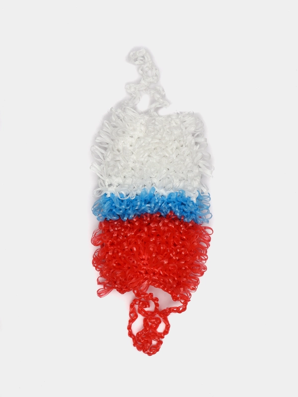 Мочалка массажная двусторонняя вязаная ручной работы