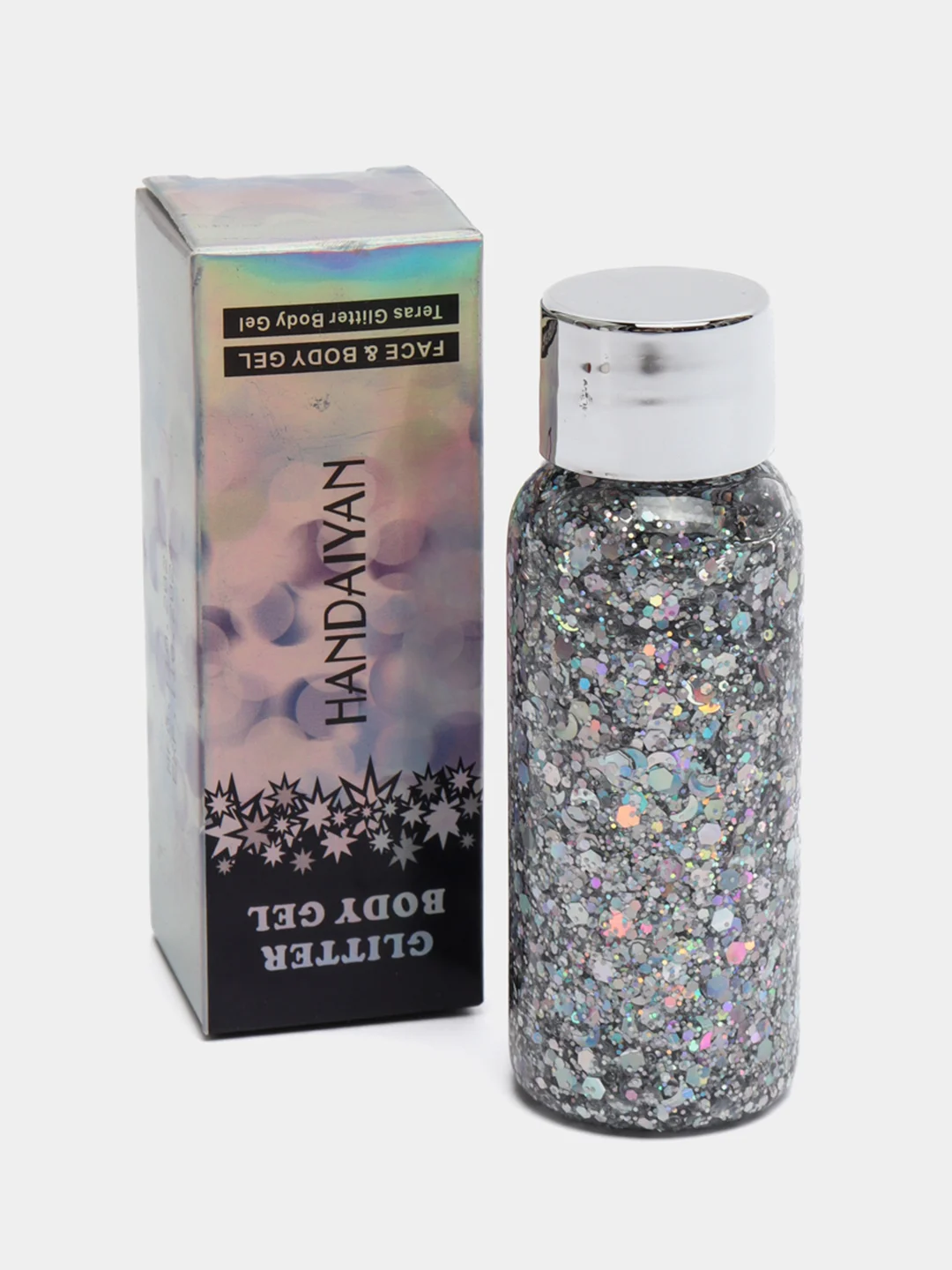 Серебряный глиттер - гель для лица, тела и волос, блестки Handaiyan Glitter 9 цветов