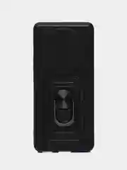 Черный чехол Honor X9B / Хонор Х9Б противоударный, с металлической подставкой кольцом