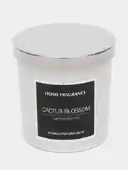 Ароматическая свеча с крышкой Home Fragrance для дома и интерьера, белая. Цветок кактуса