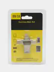 Серебряный переходник адаптер OTG 3.0 на Айфон iPhone, Lightning + MicroUSB + Type-C + MicroSD + USB