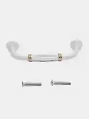 Ручка-скоба ТУНДРА PC176BL LIGHT, м/о 96 мм, цвет белый с золотом
