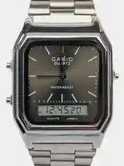Серебряный часы CASIO электронные комбинированные