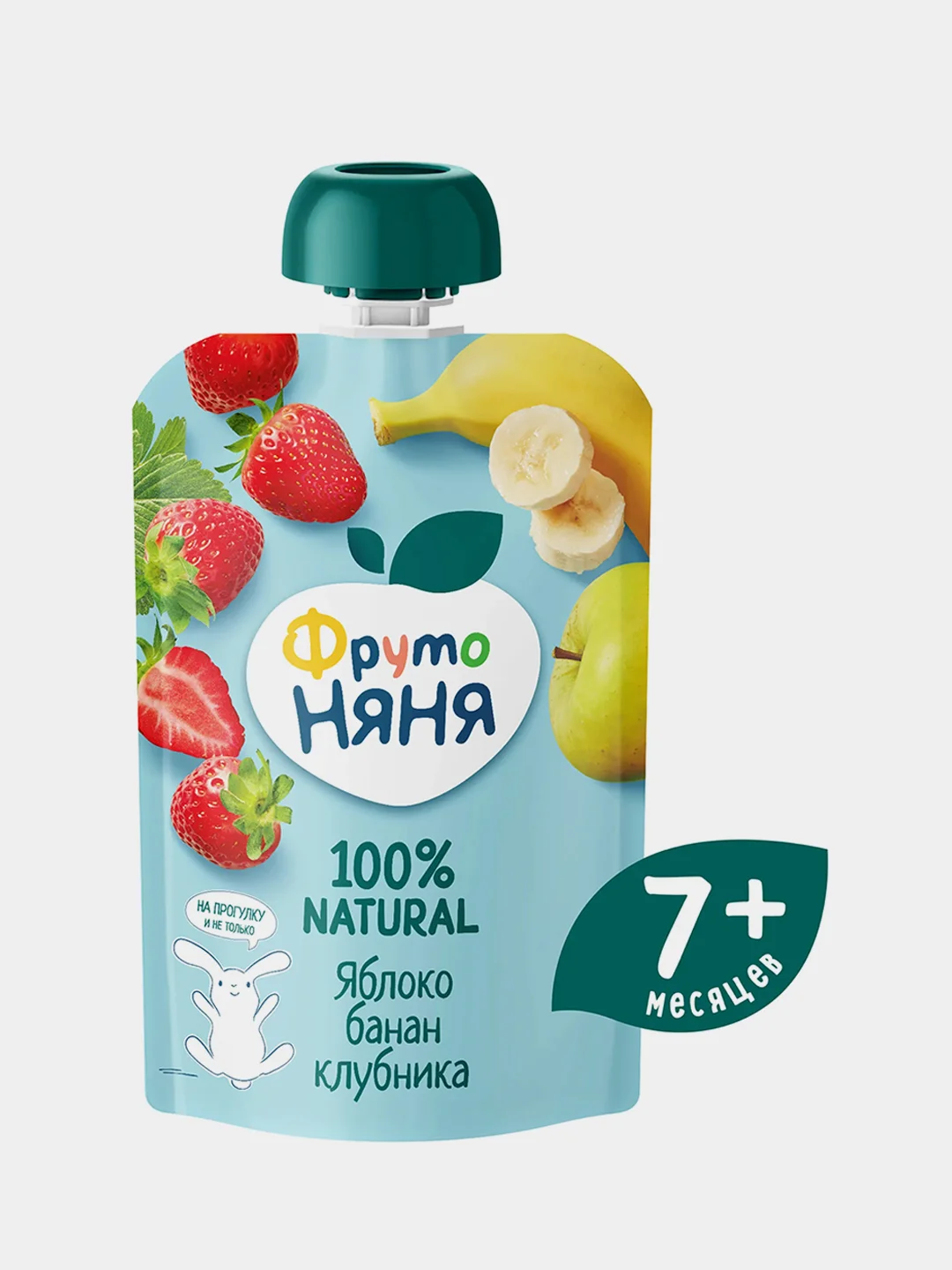 Пюре ФрутоНяня с 7 мес, десерт из клубники, яблока и банана, 90 г, упак. 12 шт