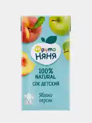 Сок детский ФрутоНяня яблоко, персик неосветлённый, 0,5 л, упак. 12 шт