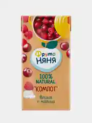Компот детский ФрутоНяня, вишня, малина, 12 штук по 0,5 л