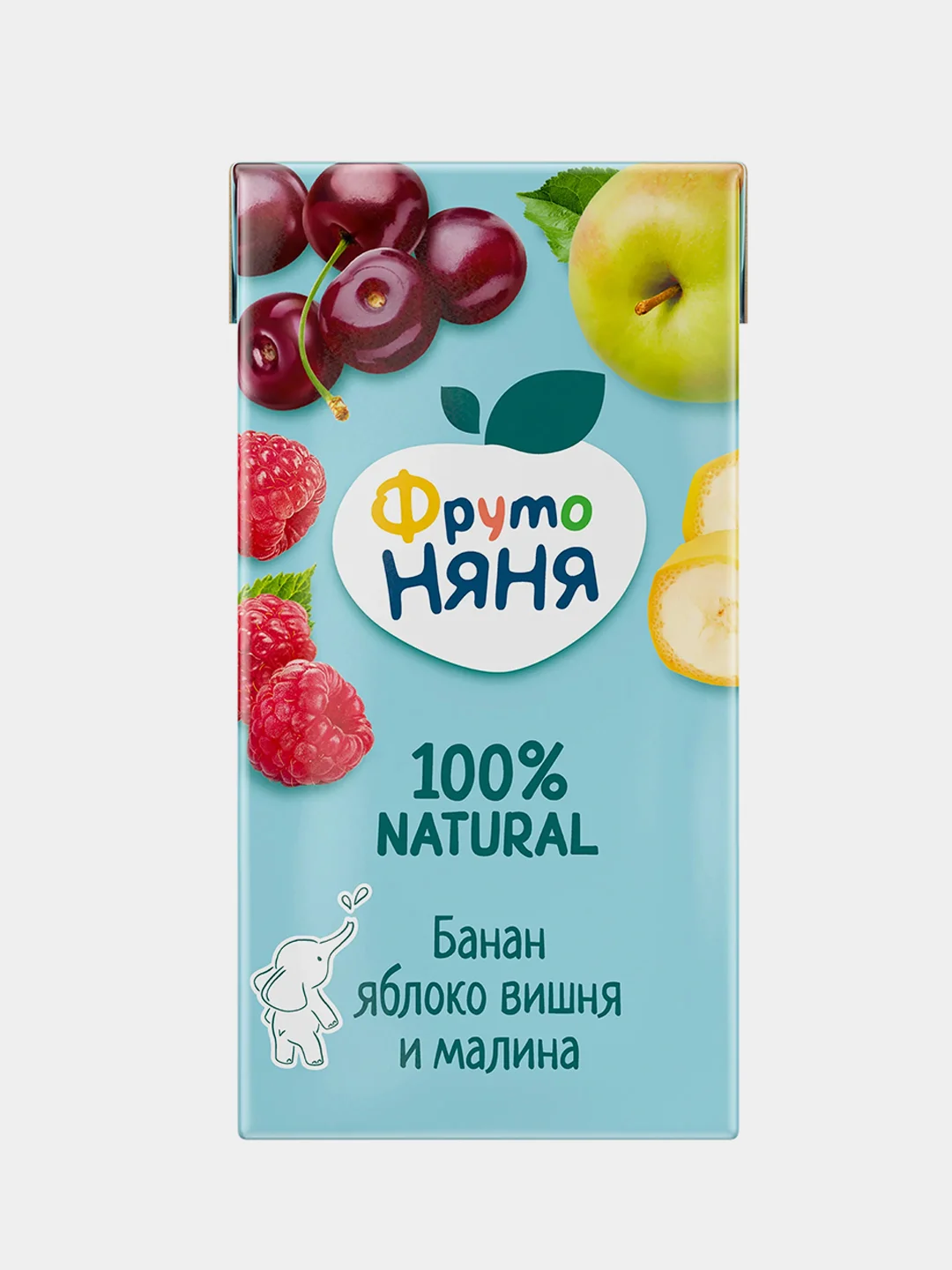 Нектар детский ФрутоНяня банан, яблоко, вишня, малина - смесь фруктов, 0,5 л, упак. 12 шт