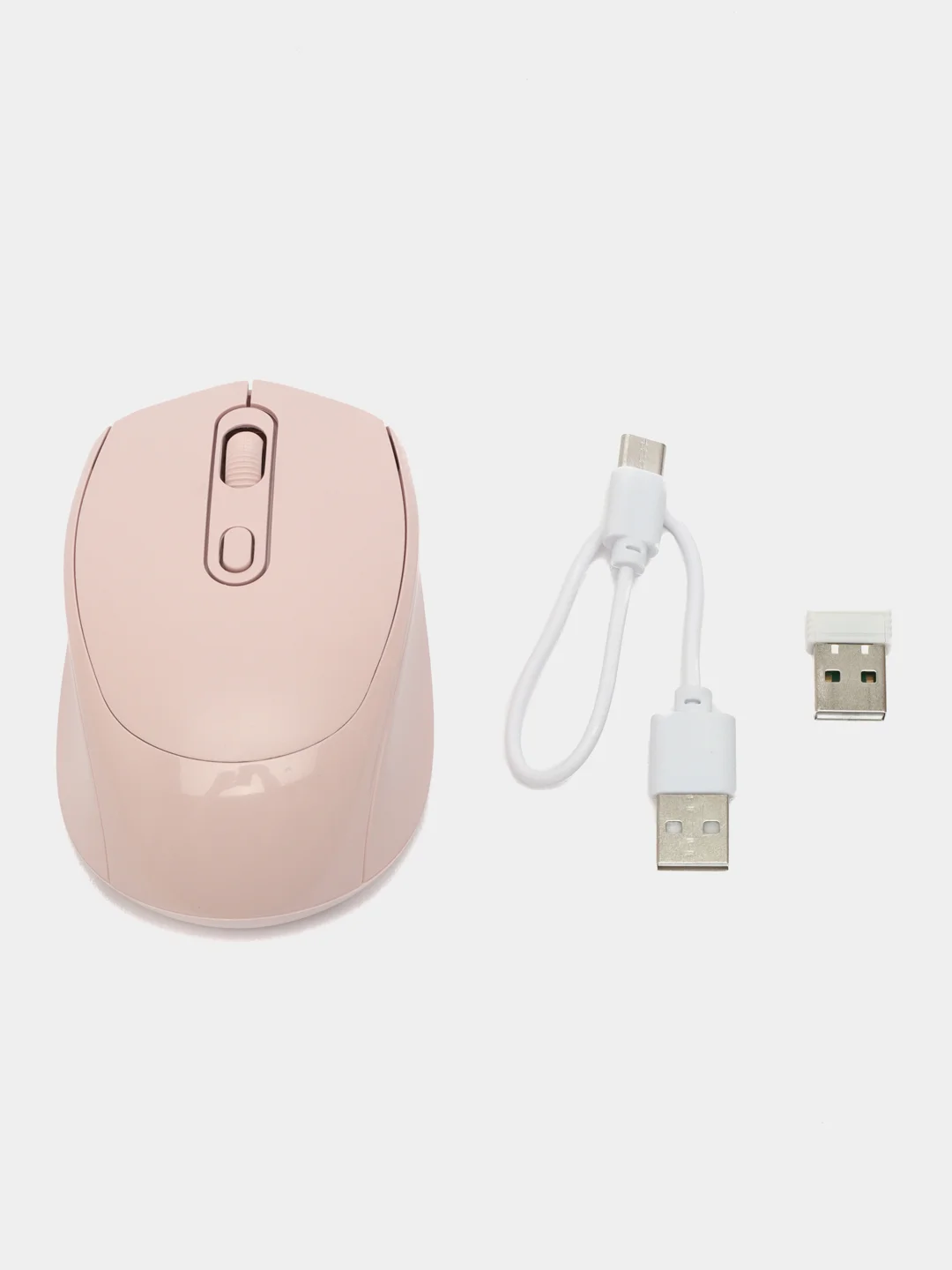 Розовый мышь беспроводная с двойным режимом BT 5.2 + USB 2.4G, бесшумная с аккумулятором