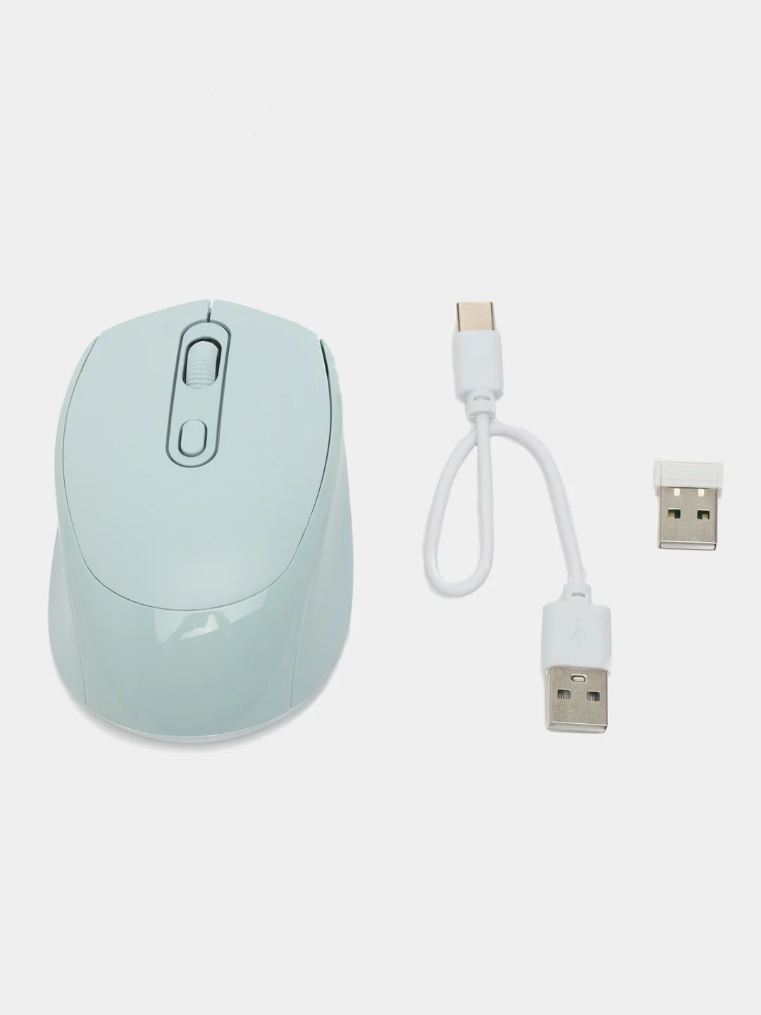 Светло-синий мышь беспроводная с двойным режимом BT 5.2 + USB 2.4G, бесшумная с аккумулятором