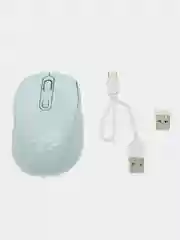 Светло-синий мышь беспроводная с двойным режимом BT 5.2 + USB 2.4G, бесшумная с аккумулятором