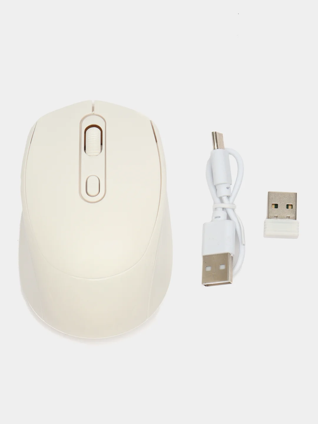 Белый мышь беспроводная с двойным режимом BT 5.2 + USB 2.4G, бесшумная с аккумулятором