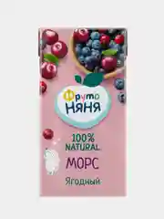 Морс детский ФрутоНяня, клюква, черника, вишня, 12 штук по 0,5 л
