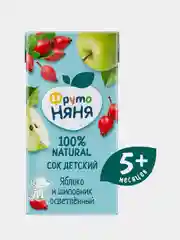 Сок детский ФрутоНяня, из яблок и шиповника, 0,2 л, 18 штук