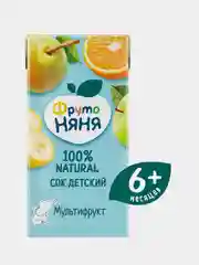 Сок детский ФрутоНяня, груша, яблоко, банан, апельсин, 0,2 л, 18 штук