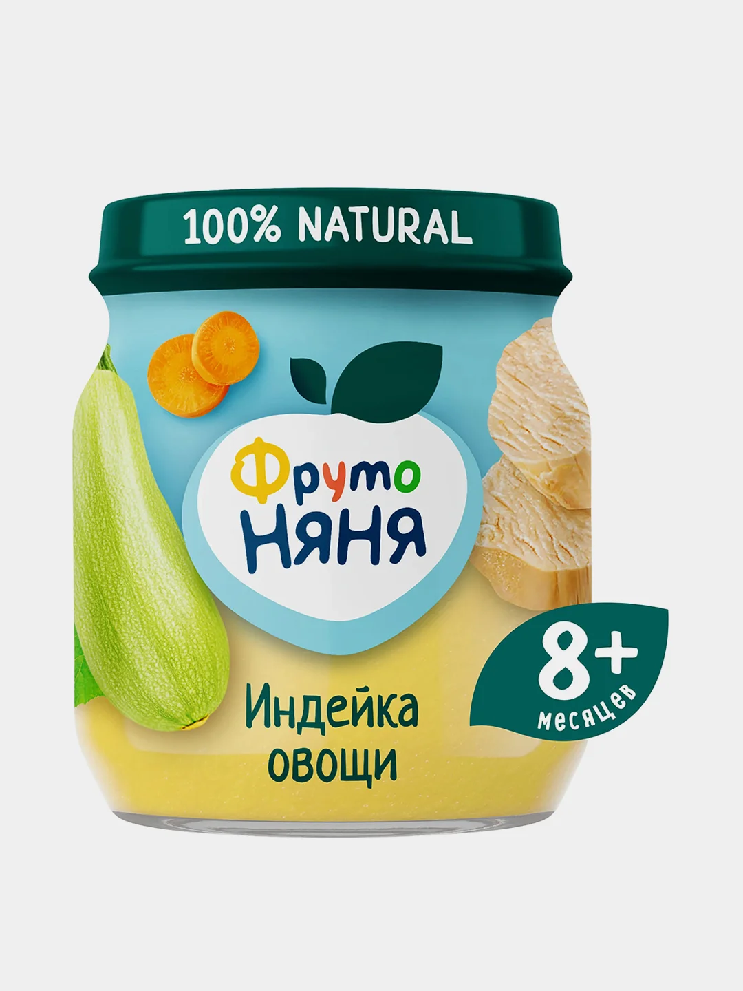 Пюре мясное ФрутоНяня, с 8 месяцев, индейка с овощами, 100 г, 6 штук