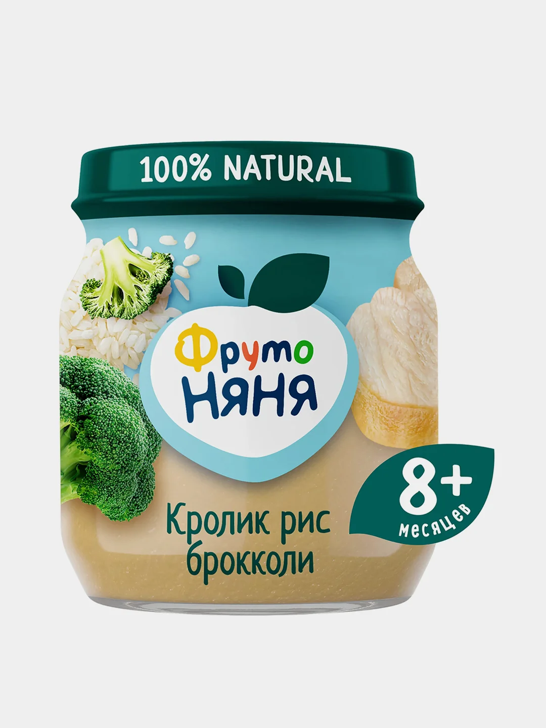 Пюре мясное ФрутоНяня с 8 месяцев, рис с кроликом и брокколи, 100 г, упак. 6 шт