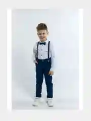 Индиго нарядный костюм с бабочкой и подтяжками праздничный