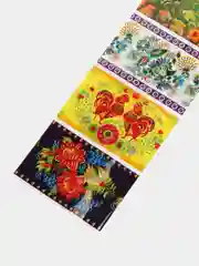 Голубой термонаклейки наклейки на Пасху  "Хохлома, цветы, роспись", 7 штук
