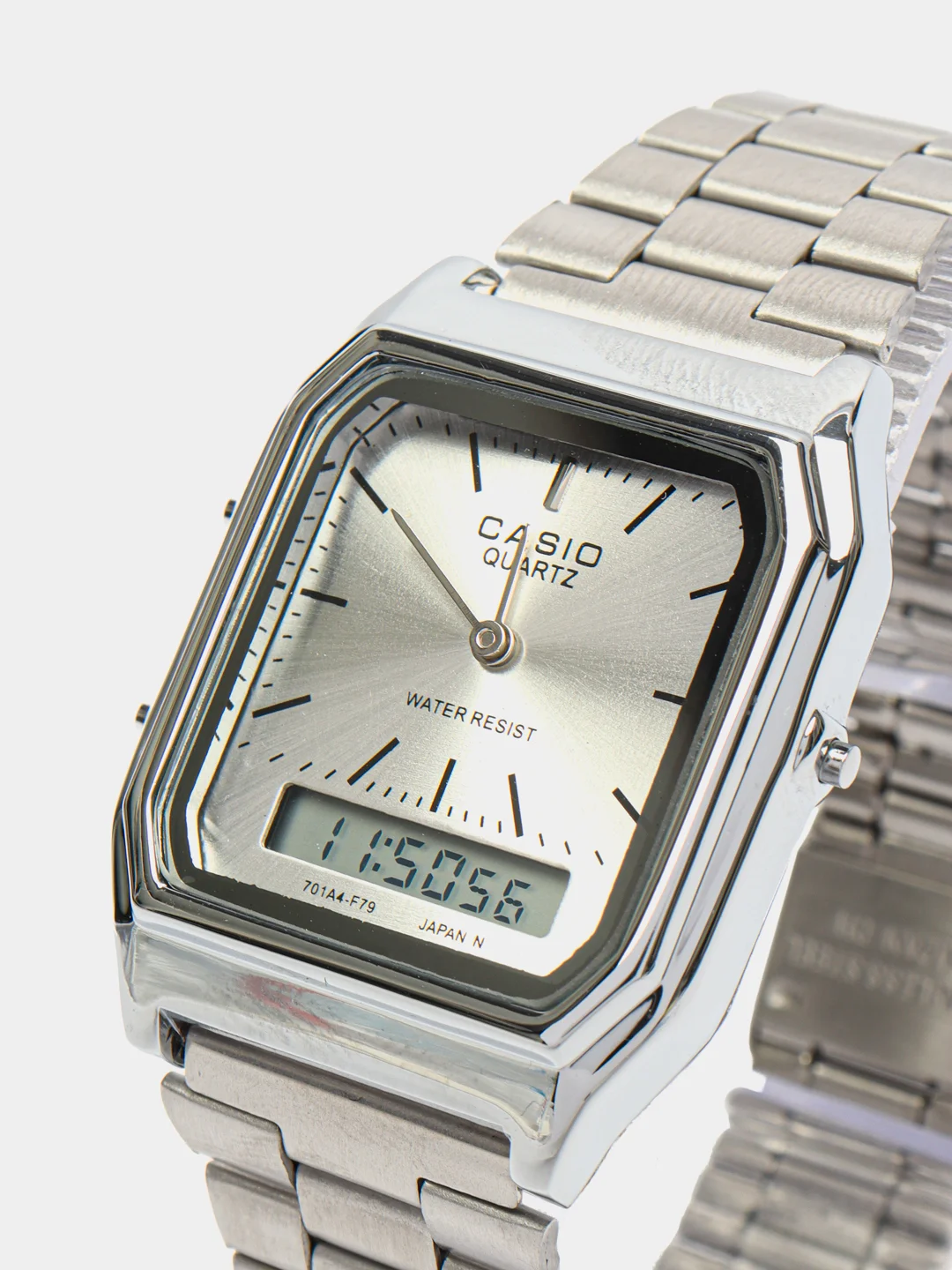 Серебряный часы CASIO электронные комбинированные