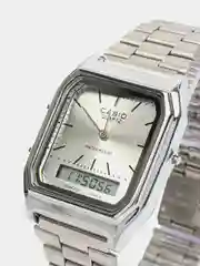 Серебряный часы CASIO электронные комбинированные