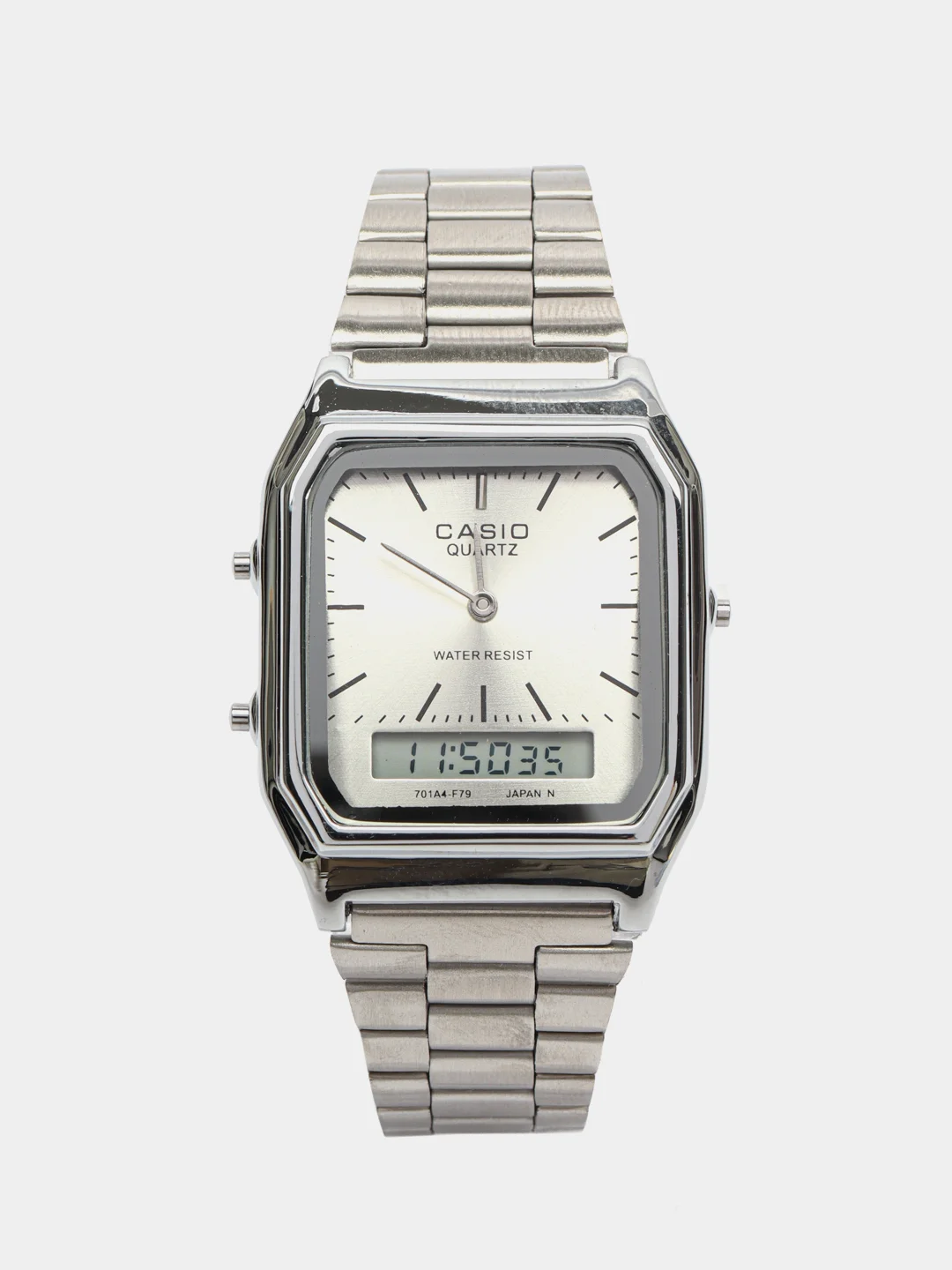 Серебряный часы CASIO электронные комбинированные