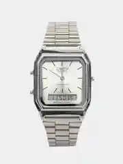 Серебряный часы CASIO электронные комбинированные