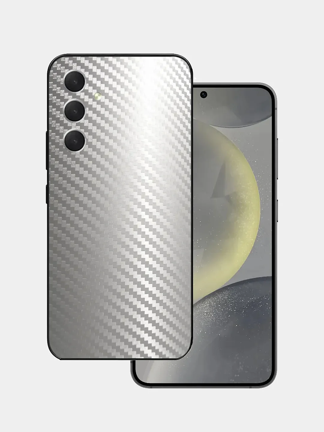 Серебряный защитная пленка для Samsung Galaxy S23 Plus под карбон на заднюю часть, назад Самсунг S23+