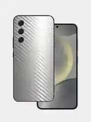 Серебряный защитная пленка для Samsung Galaxy S24 под карбон на заднюю часть, назад Самсунг S24 кожа