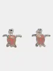 Коралловый меланж серьги-гвоздики Перламутровые Черепашки