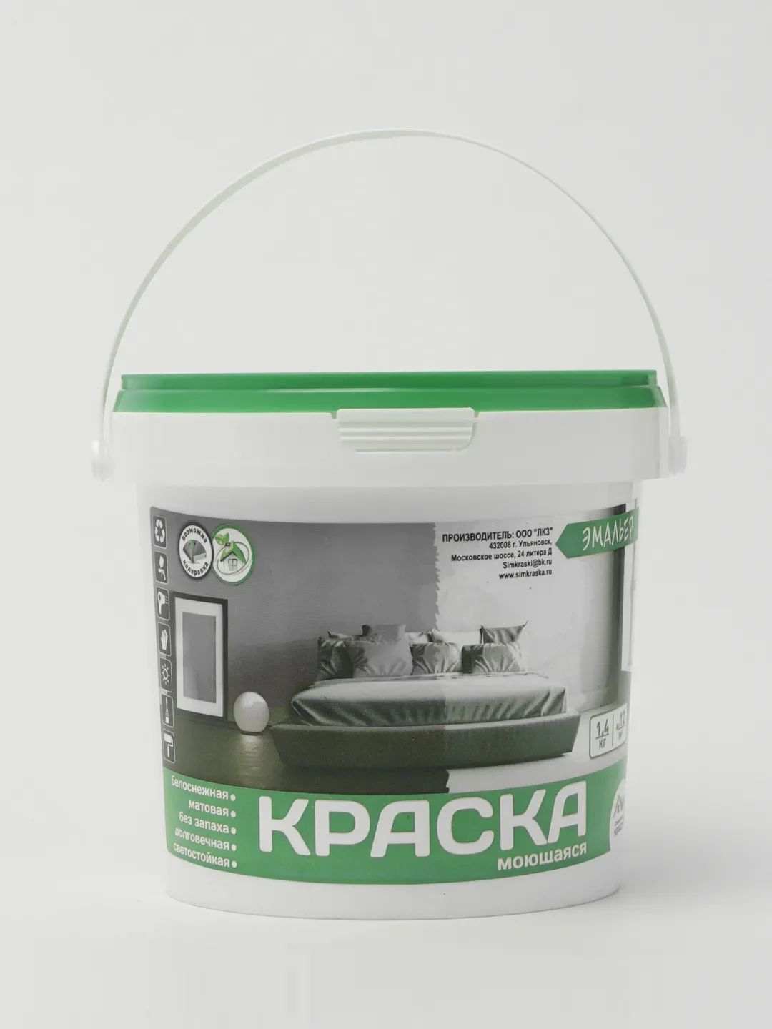 Краска "ВД Эмальер Моющаяся акриловая, белоснежная