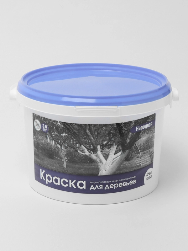 Краска НАРОДНАЯ для садовых деревьев водно-дисперсионная полиакриловая 1.3 кг/2.8кг