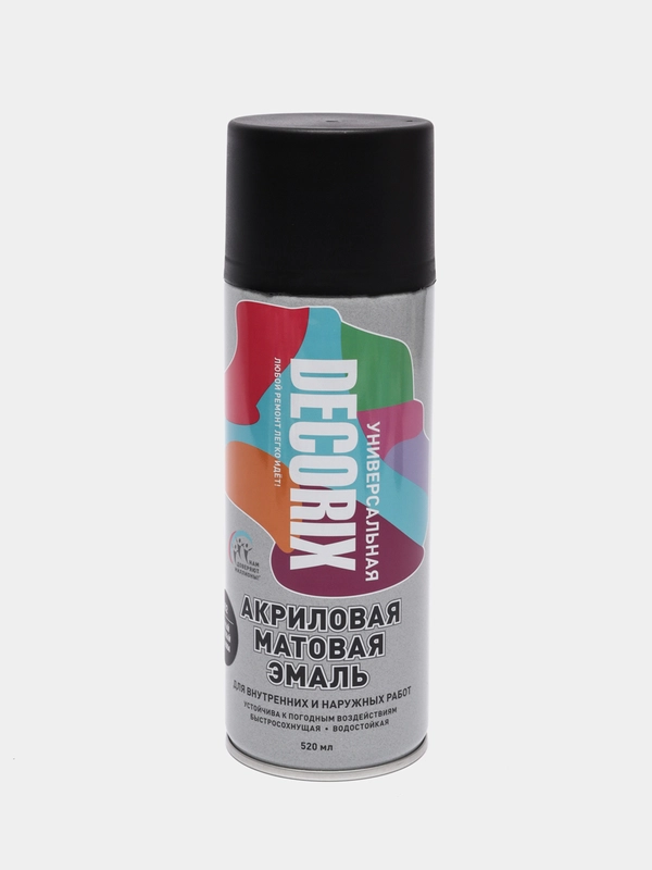 Краска аэрозольная черная 520мл Decorix