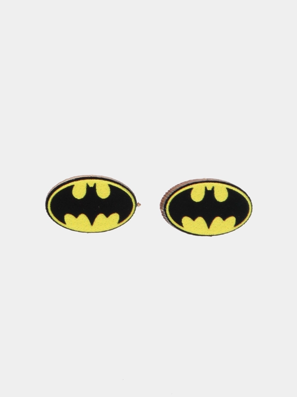 Серьги-пусеты деревянные "Бэтмен" (Batman)