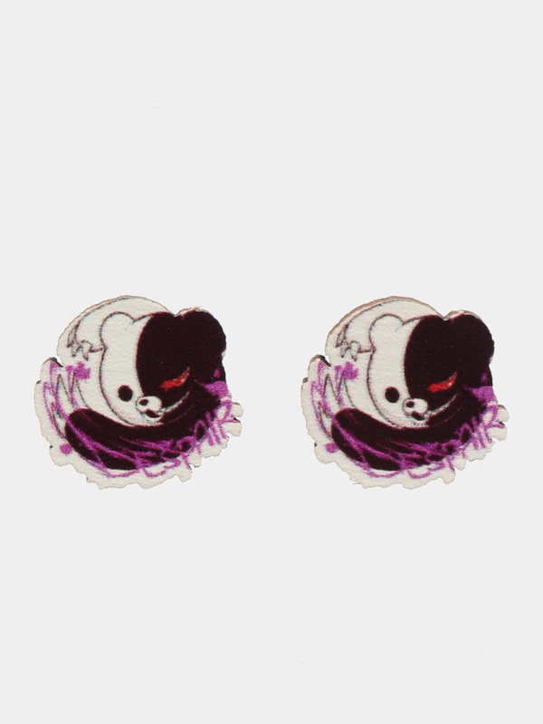 Серьги-пусеты по аниме Danganronpa (Данганронпа), деревянные