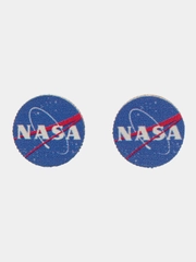 Серьги-пусеты деревянные "NASA"