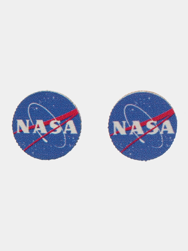 Серьги-пусеты деревянные "NASA"