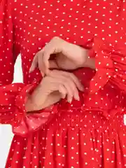 Платье женское красное в горох